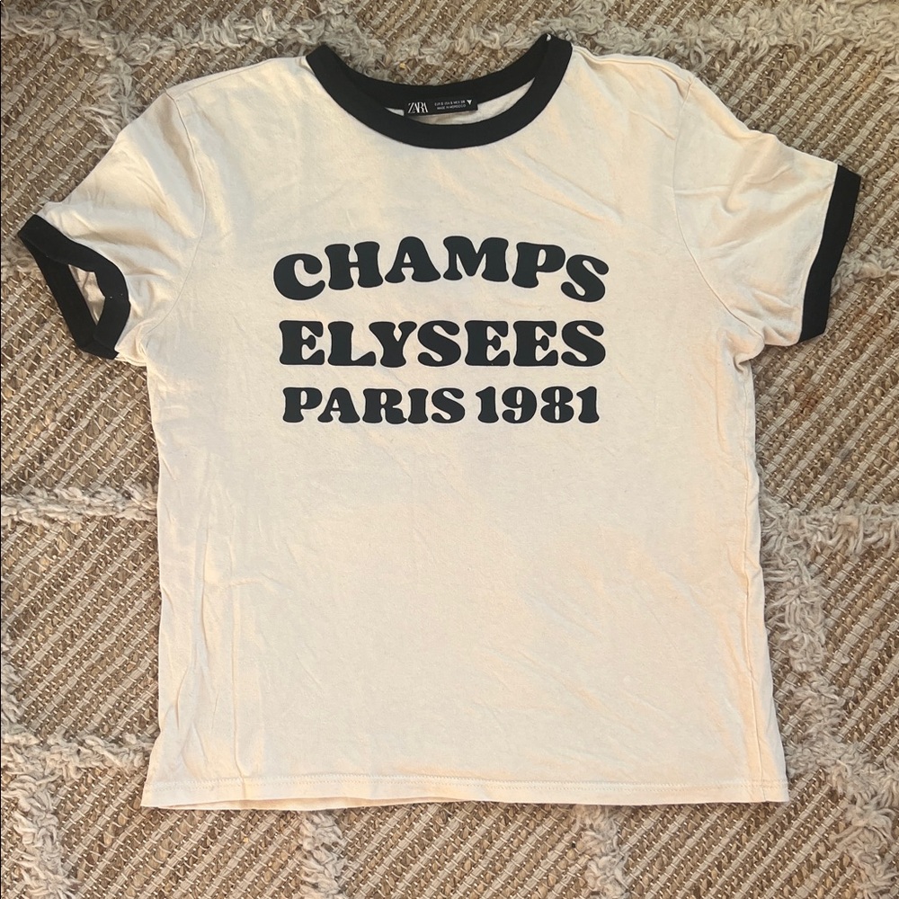 Zara T-Shirt - creme & Black